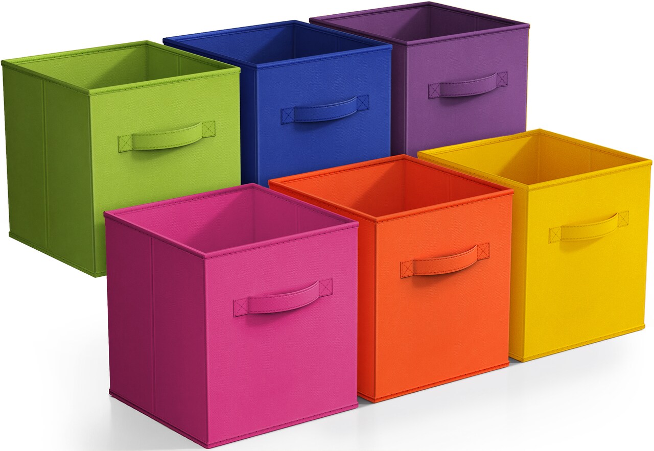 Sorbus 6 Pack 11 Inch Foldable Storage Cubes with Handles- for Organizing Home, Shelves, Nursery, Playroom, Closet and More